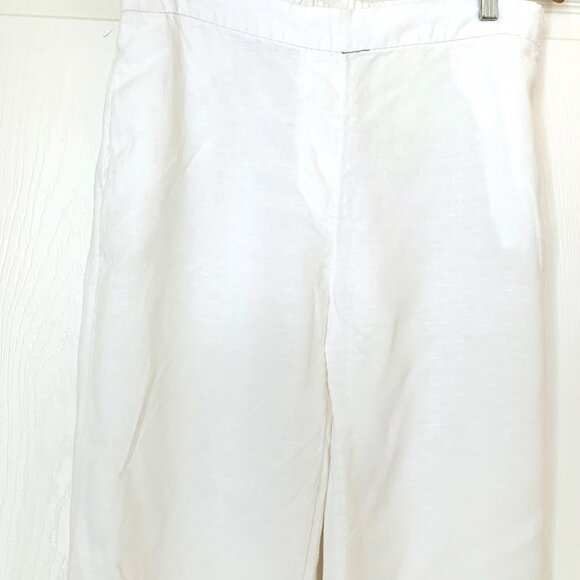 LINEN CHICO'S White Elaborate Eyelet Lace Bottom Pants - Picture 6 of 12